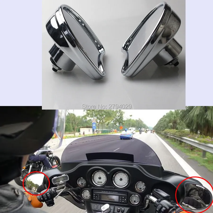 Free Shipping Motorcycle Mirror Chrome Rearview Side Fairing Mount Mirrors Fit for Harley Davidson Street Glide FLHX 96-13 New | Автомобили