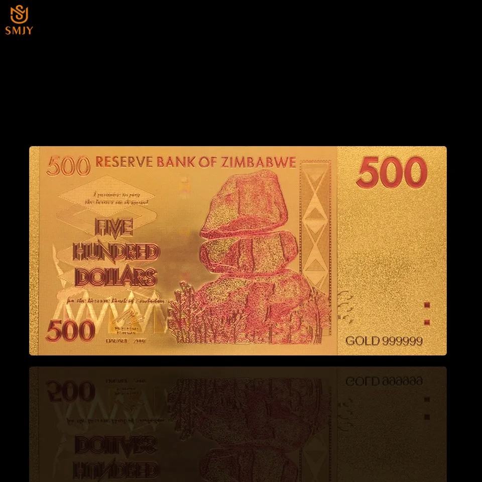 10PCS/Lot Zimbabwe Currency Paper 500 Dollar Money in 24k Gold Plated Banknote Collections And Holiday Gifts | Дом и сад
