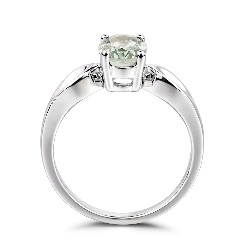 Leige Jewelry Real Natural Green Amethyst Ring Cocktail Party Oval Cut Gemstone 925 Sterling Silver Gifts for Women | Украшения и