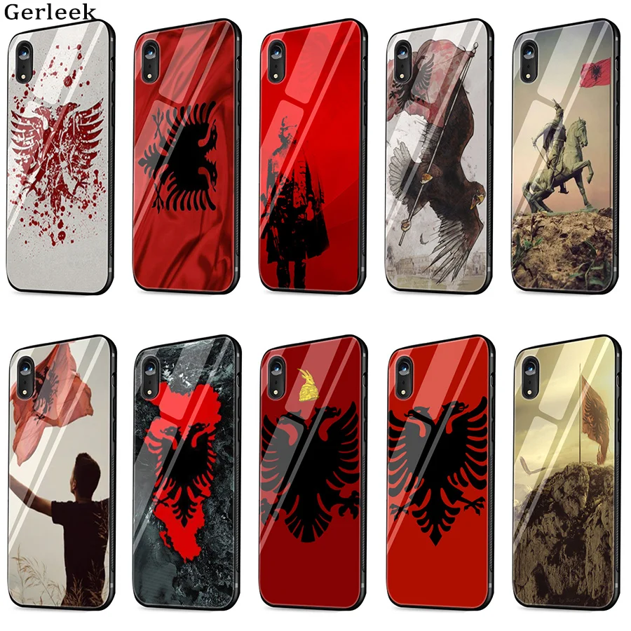 Стеклянный чехол для телефона с флагом Албании iPhone 5 5S SE 6 6s 7 8 Plus X XS XR Max защитный