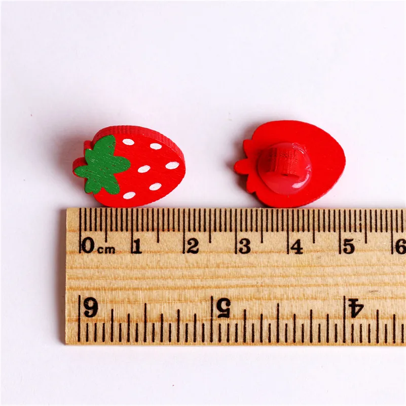 1 Holes 50pcs Strawberry Wood Buttons Natural Red Color 22*17mm Accessories For Clothing Baby Pullover Sewing Pattern Wholesale | Дом и сад