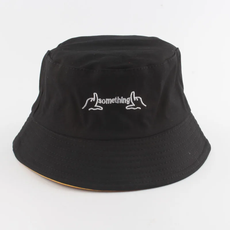 Letters Embroidery Reversible Bucket Hats For Men Women Japan and Korea Streetwear Harajuku Cap Ladies Summer Boonie Hat