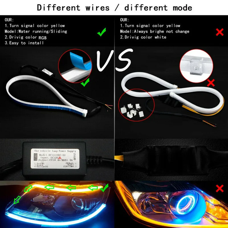 Светодиодные ленты RGB для головсветильник фонарей DRL 2 шт. поворосветильник льник