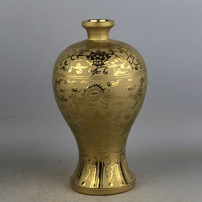 Ming Xuande years mark gilt dragon lines ваза раскопанная старинный фарфор печной имитация ручной