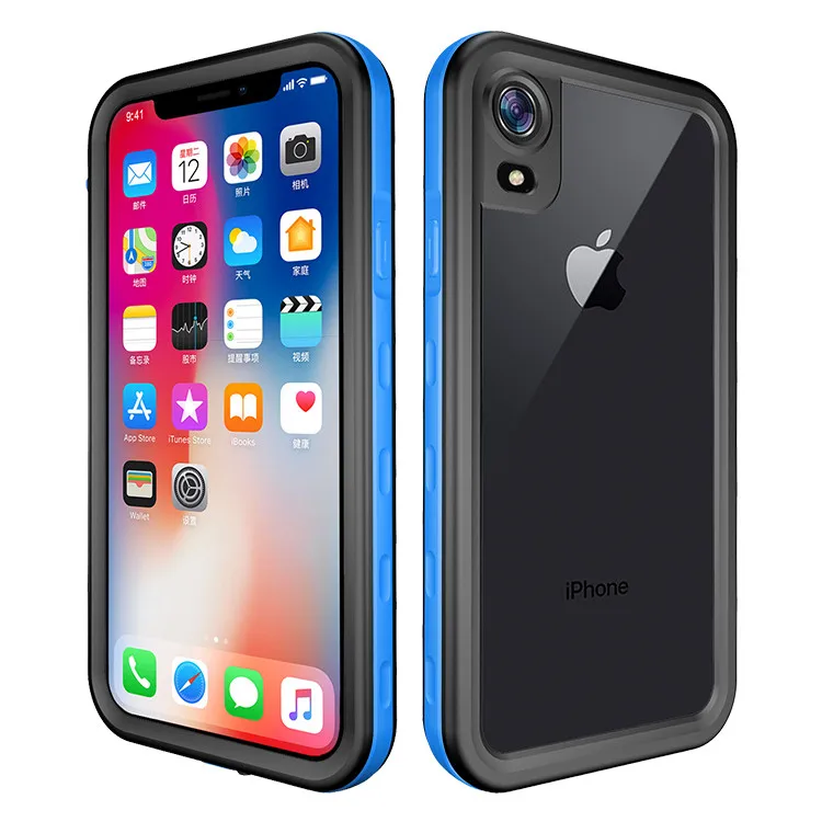 light blue Для iPhone XR бронированный чехол 360 полная защита 3m водонепроницаемый Прочный чехол для iPhone X XS MAX противоударный силиконовый чехол - Цвет: light blue