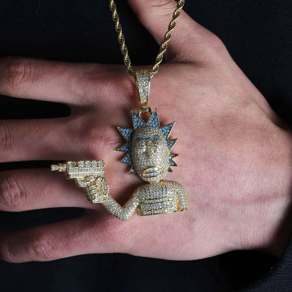 Iced Out Золотой Серебряный цвет цепи персонализированные пистолет человек ожерелье с подвеской de Moda хип-хоп очаровательные ювелирные изделия