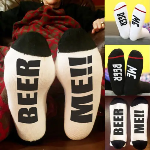 Лидер продаж 1 пара зимних женских носков BEER ME теплые шерстяные рождественские