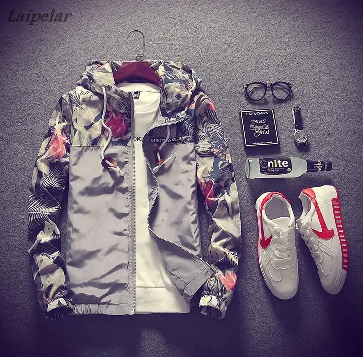 

Laipelar jackets summer floral patchwork bomber jacket men anorak windbreaker collge jaqueta masculina rashguard