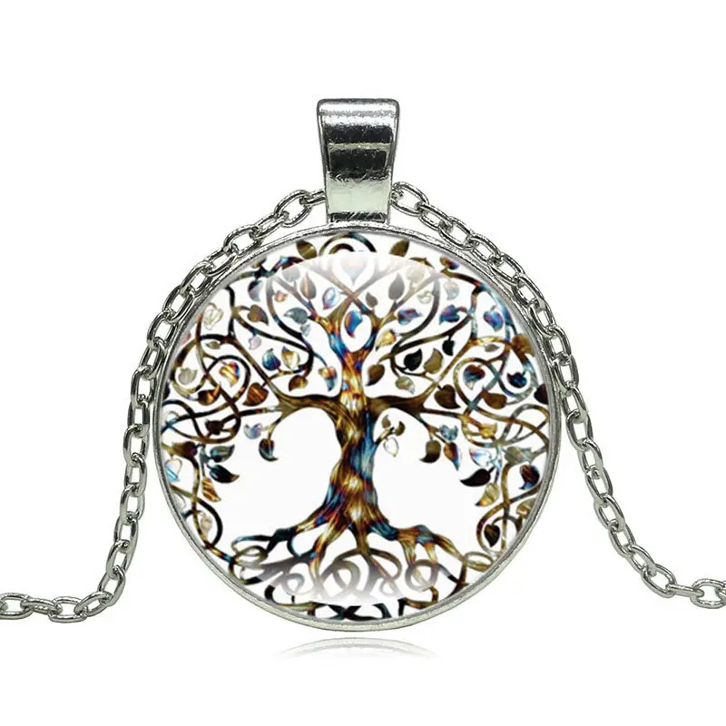 12 стилей Древо жизни кулон ожерелье стекло ручной работы кабошон картина DIY