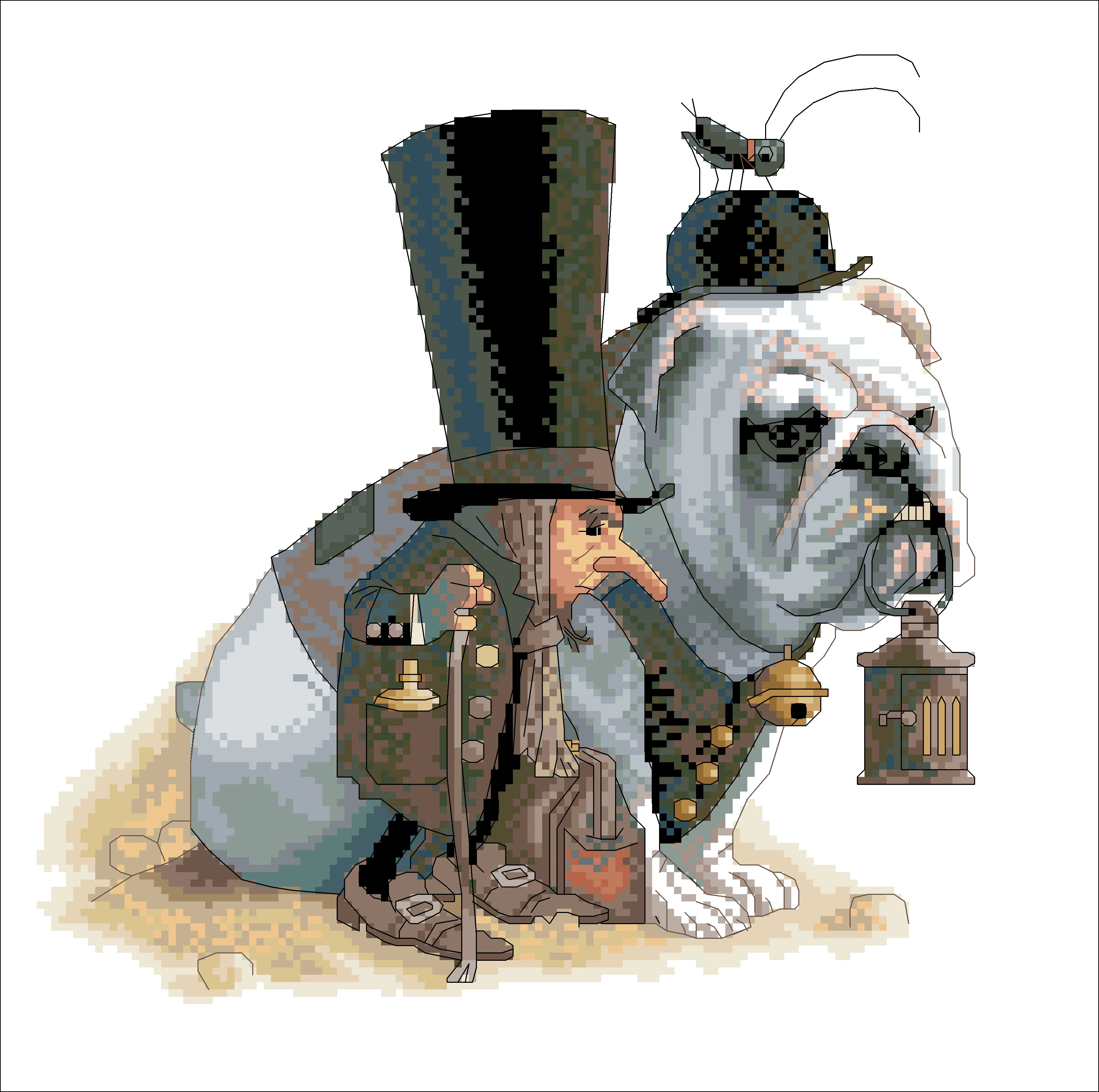 Набор для вышивки крестиком с изображением карлика и собаки | Дом сад