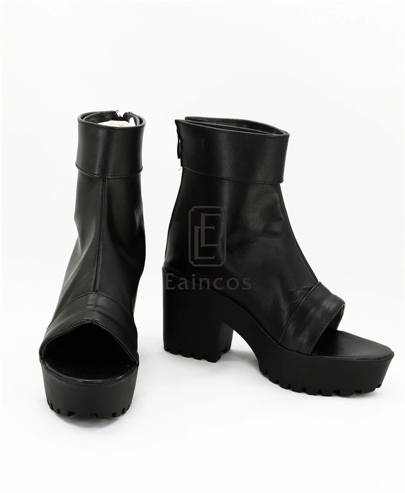 

Anime Naruto The Last Haruno Sakura Short Boots Cosplay Party Shoes Black Peep Toe Custom Made