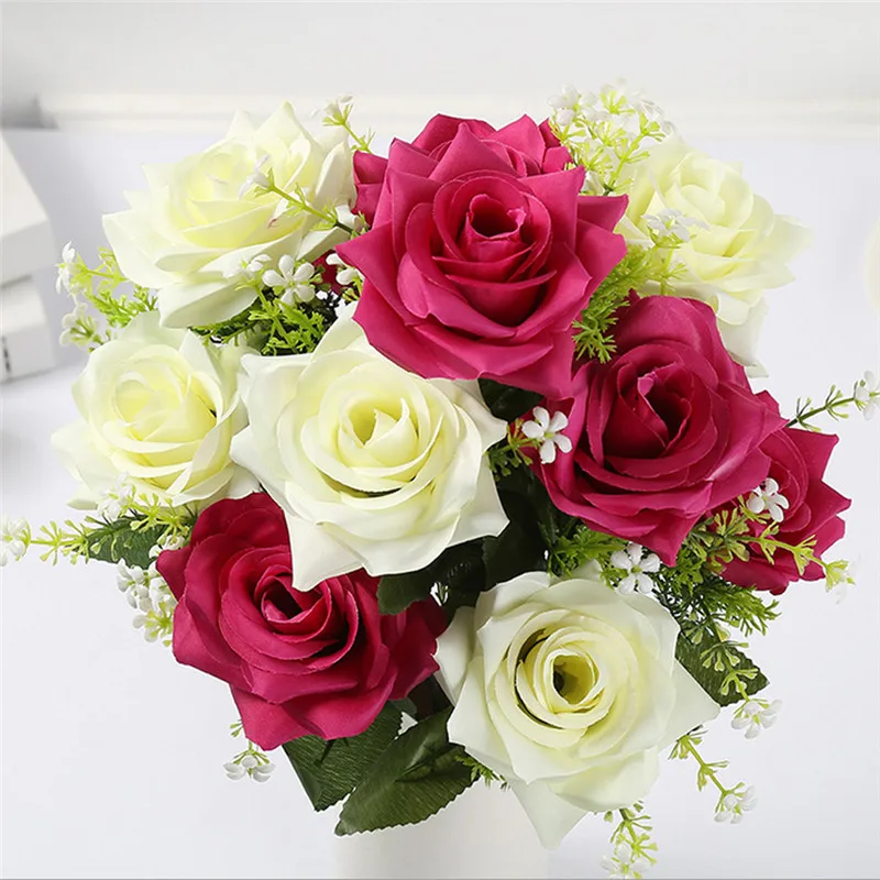 Искусственные шелковые цветы пионы свадебные искусственные розы 12