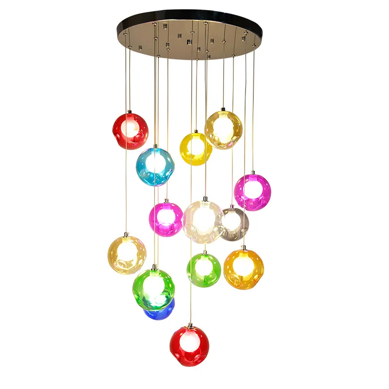 

Modern Pendant Lights Glass Ball LED Pendant Lamps Stair Ceiling Hanglamps Villa Light Fixtures Indoor Lighting