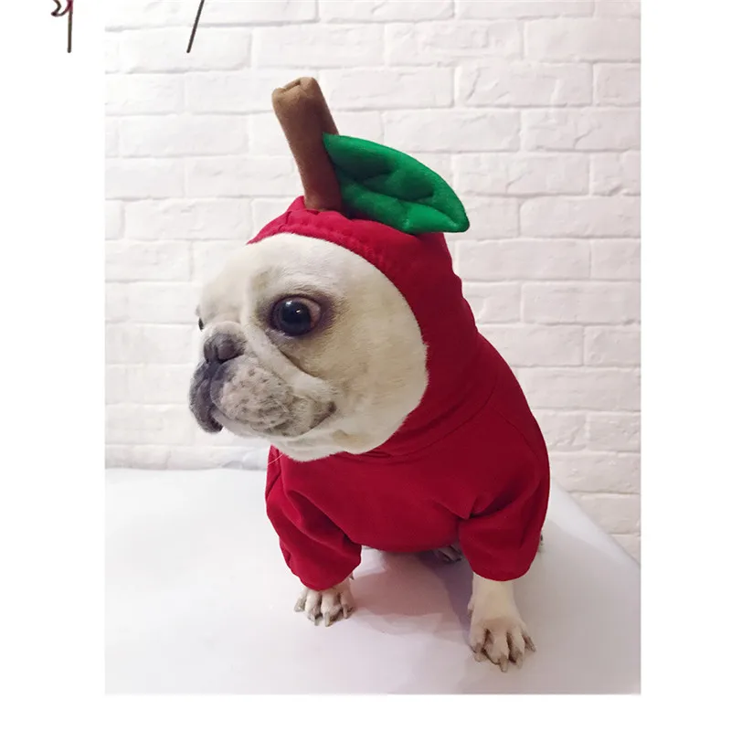 

AHUAPET Dog Winter Clothes Warm Clothes French Bulldog Cotton Jacket Christmas Pet Costume Apple Cosplay Puppy Outfit Products E