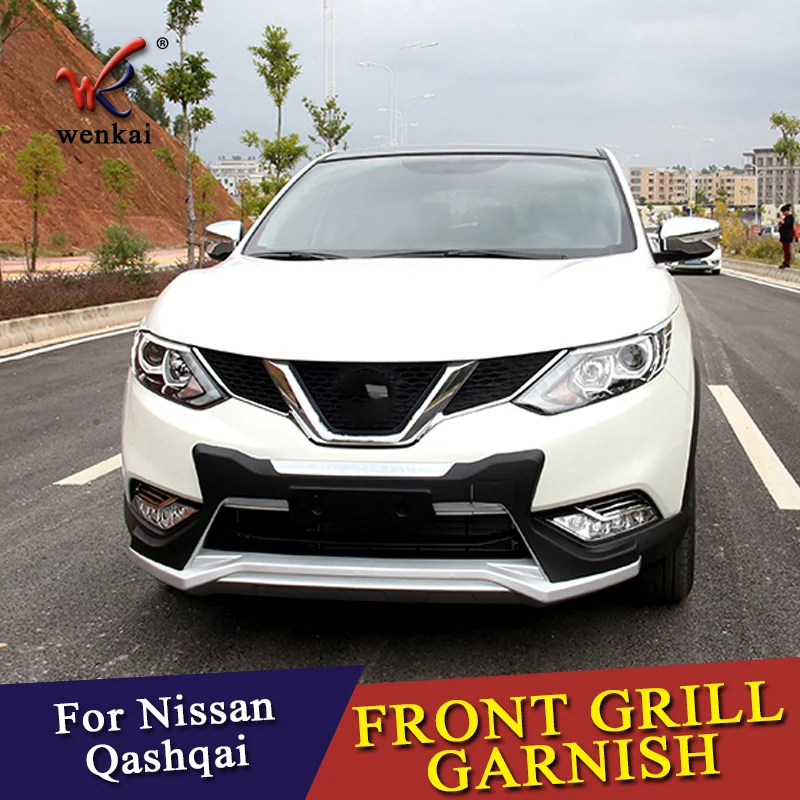 Шрифт решетка гриль крышка отделка литья для Nissan Qashqai J11 Rogue Sport ABS хром стиль