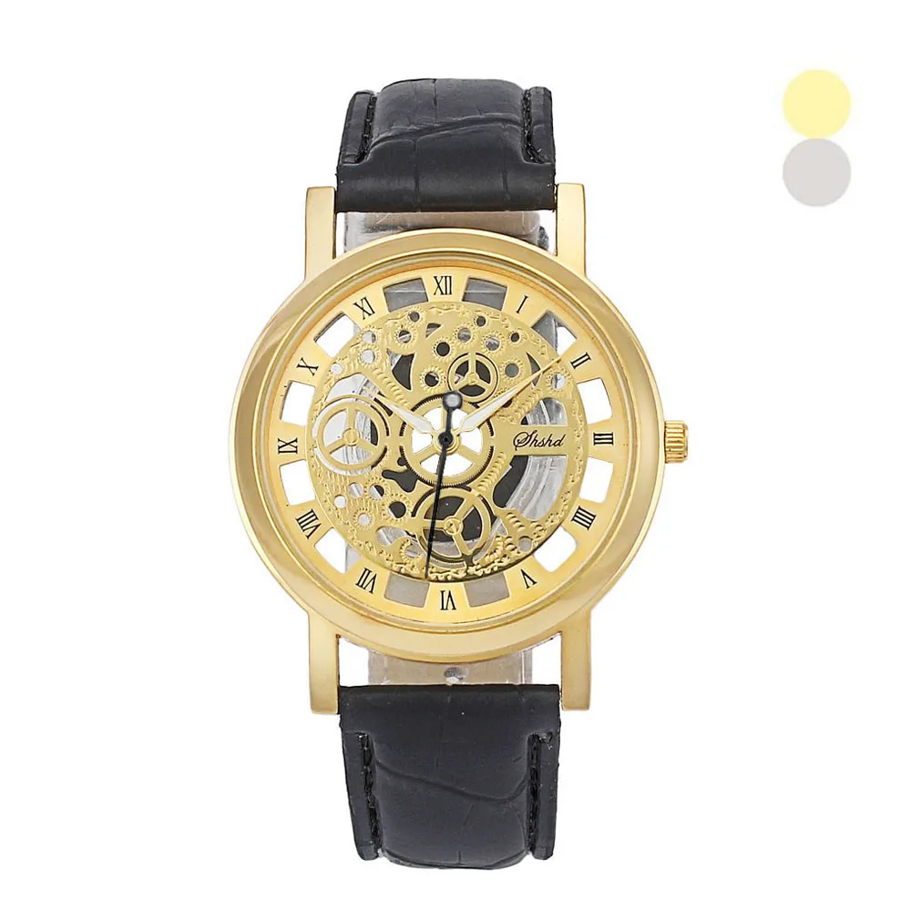 Высококачественные мужские кварцевые наручные часы с перфорацией деловые