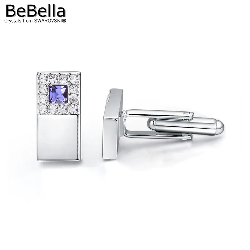 Мужские квадратные запонки BeBella с кристаллами сделанные Swarovski ELE TS подарок на день