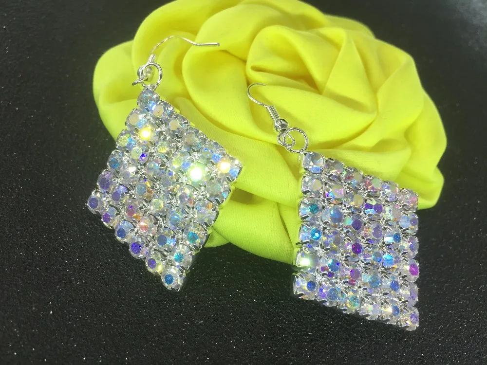 DollyBling оригинальный дизайн модные большие серьги AB Стразы прямоугольные Висячие