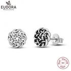 Серьги-гвоздики женские круглые из серебра 925 пробы, в виде цветов