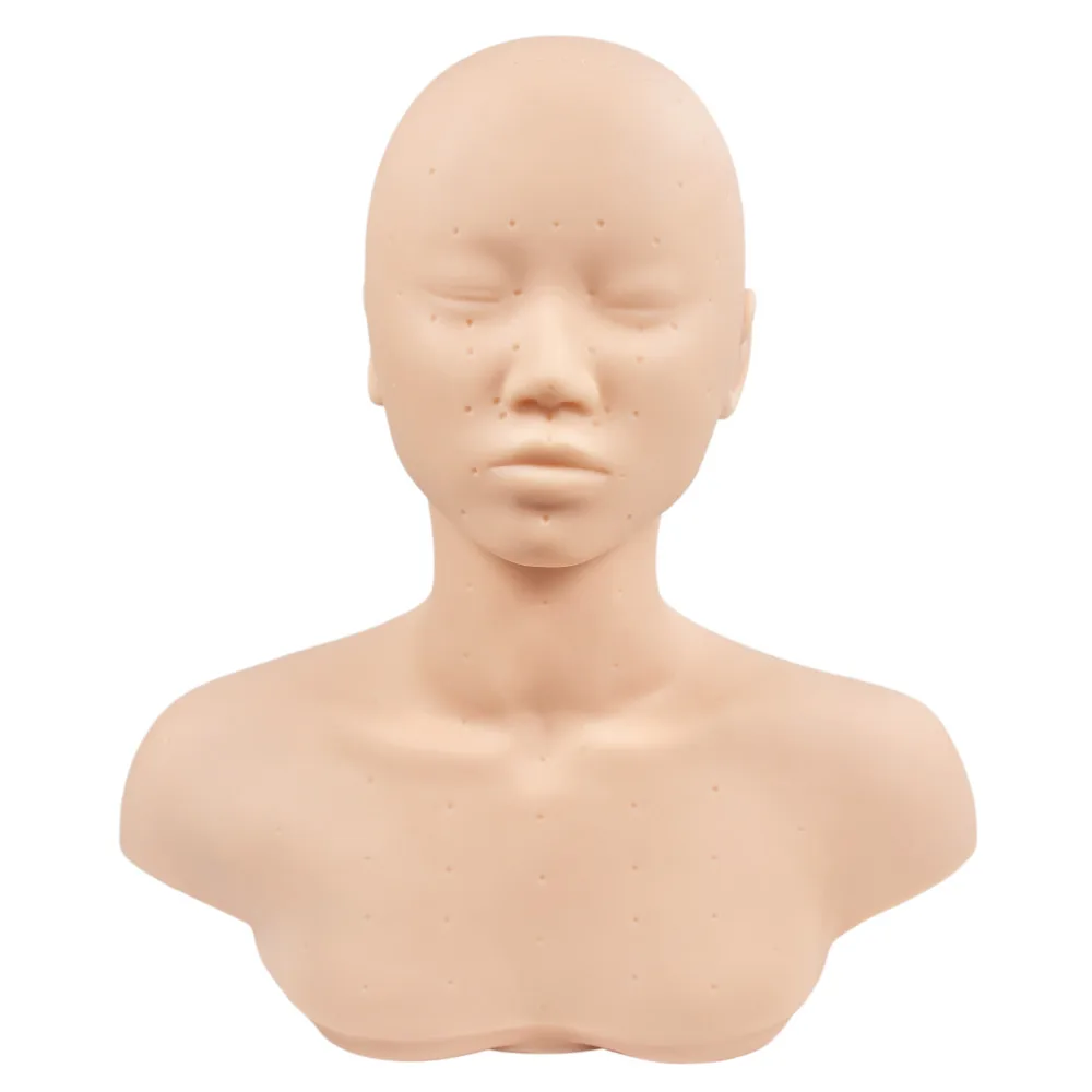 New Closed Eyes Mannequin Head With Shoulder Acupoint Acupuncture Massage Makeup Eyelash Extension Practice Model Head