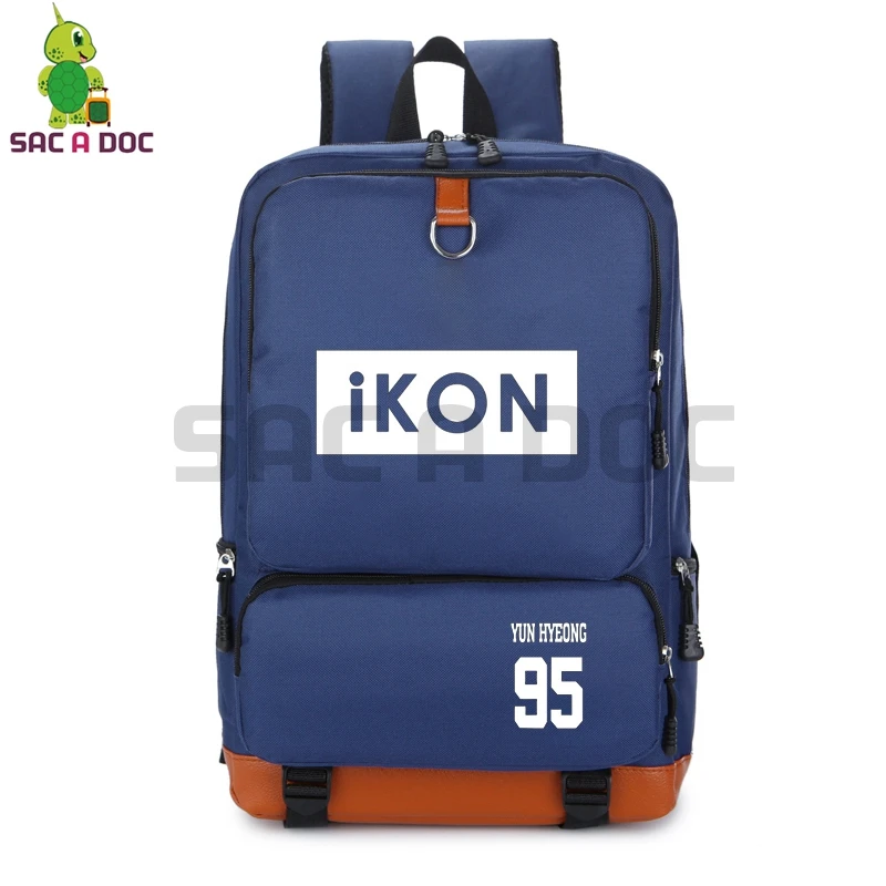 12 Kpop IKON рюкзак для старшеклассников рюкзак для студентов Бобби YunHyeong Печать на холсте Путешествия сумка для мальчиков и девочек модная школьная сумка - Цвет: 12
