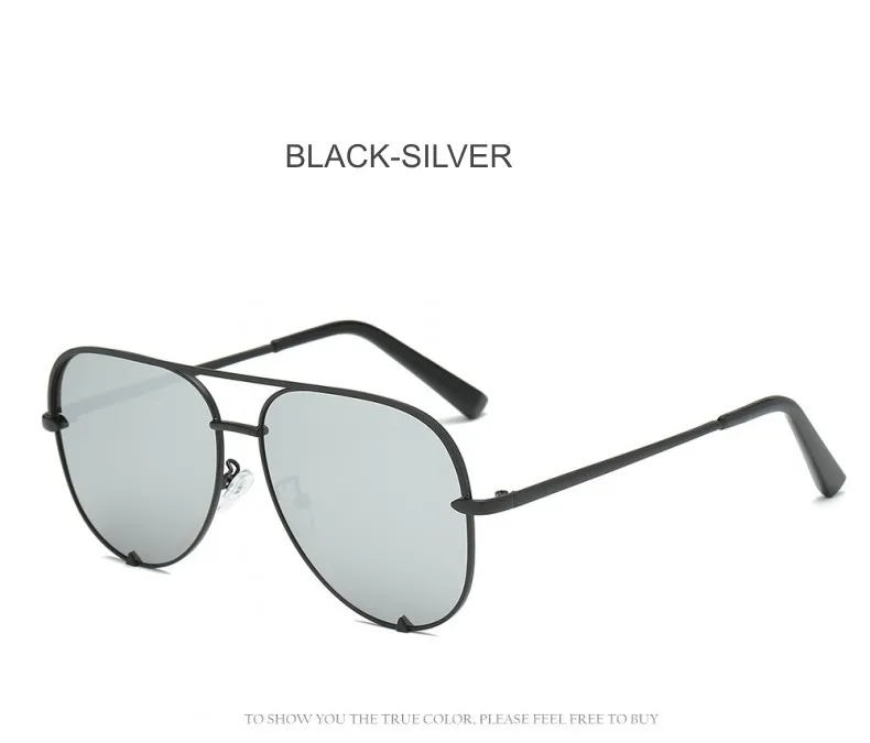 BLACK SILVER Модные плоские верхние очки пилота черные женские солнцезащитные очки 90 s брендовые дизайнерские Oculos серебряные зеркальные очки Солнцезащитные очки женские - Цвет линз: BLACK SILVER