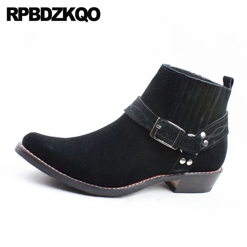 острый носок ручной работы обувь замша Плюс размер высокий верх батильоны