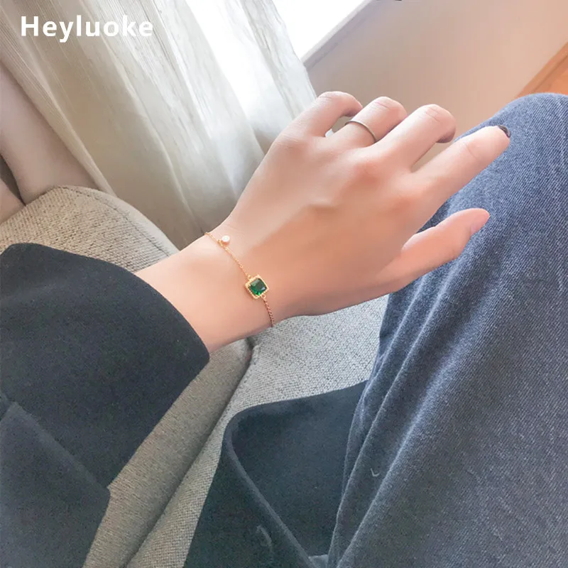 Ограниченное количество Pulseira Masculina 2 цветной браслет S925 Кристалл Шарм для женщин Квадратные браслеты и акриловый браслет