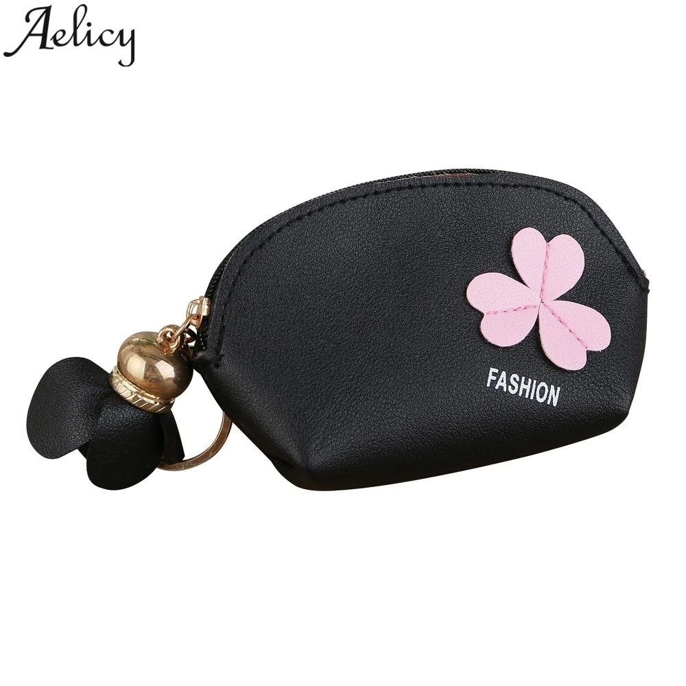 Aelicy модный кожаный брелок на молнии с цветком кошелек для монет сумка хранения