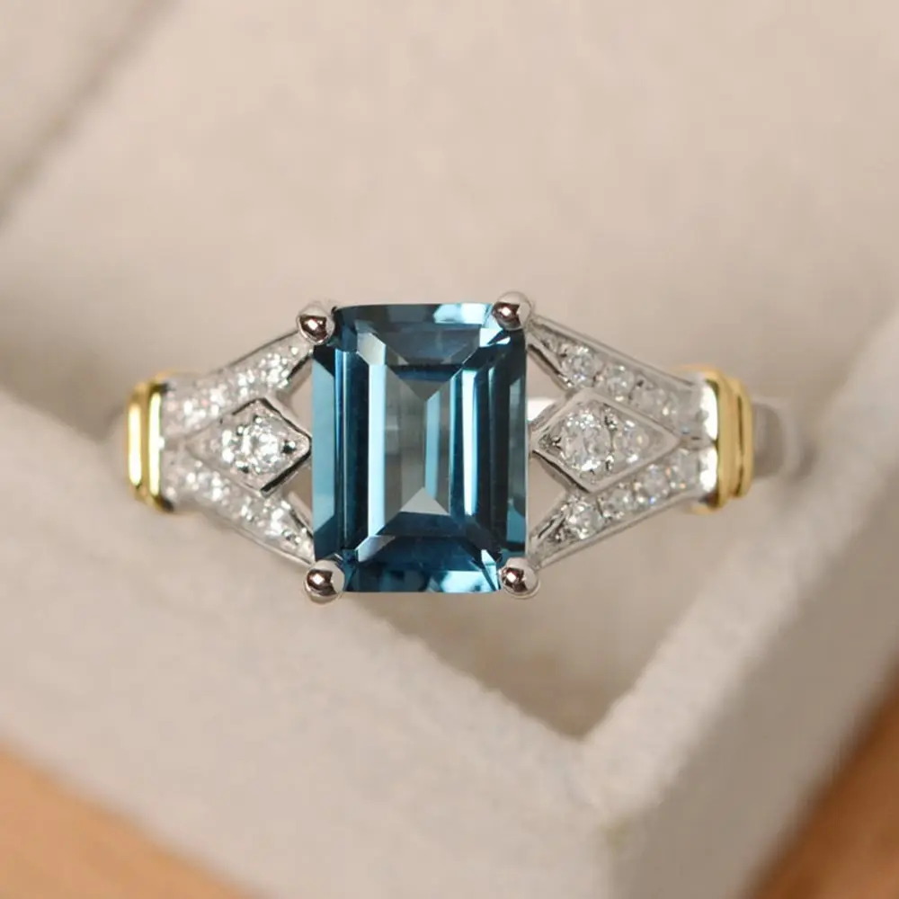 Классические кислотно-голубые циркониевые женские кольца с цирконием ювелирные