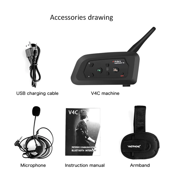 Vnetphone V4C футбольный рефери домофон гарнитура 1200 м полный дуплекс Bluetooth наушники с