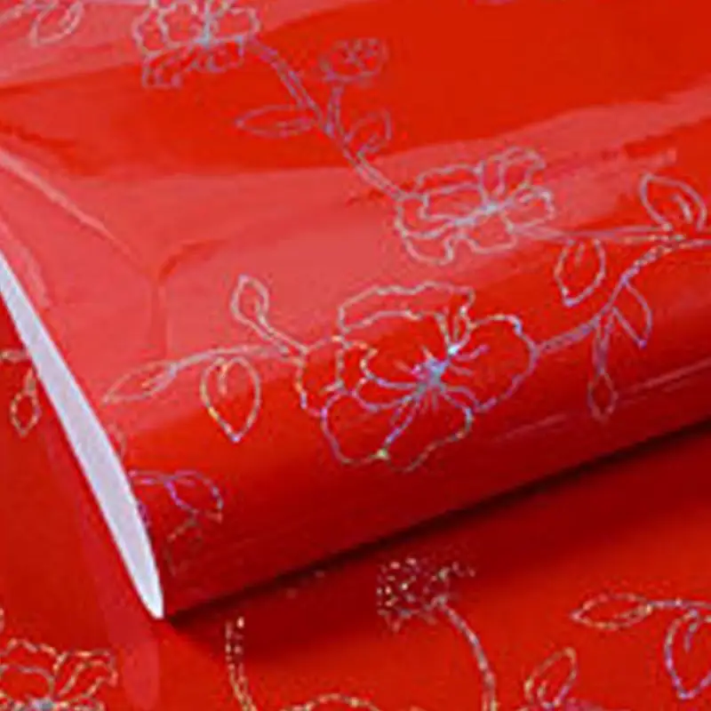 red Новая кухонная настенная Крышка для шкафа, наклейка, маслостойкая, грязеотталкивающая, глянцевая, самоклеющаяся бумага, ПВХ защитная пленка - Цвет: red