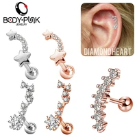 body punk cartilage earrings stainless steel 1 2mm bar cz studs tragus upper ear piercings laber body jewelry women men