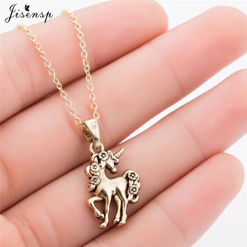 Jisensp New Cute Animal Unicorn Necklaces &amp Pendants Ancient Bronze Trendy Jewelry Clavicle Chain Necklace collares de moda 2018 |
