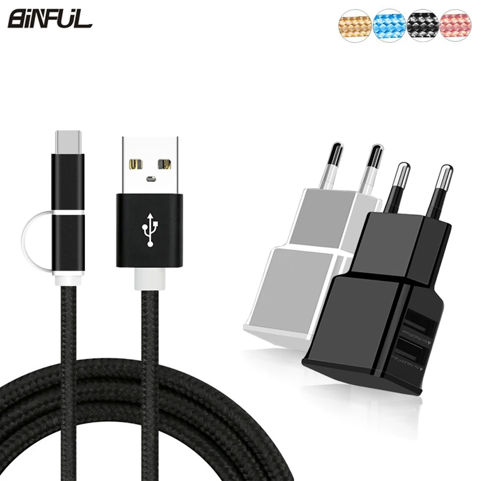 Зарядный кабель 2 в 1 USB Type C и Micro для Xiaomi Mi A1/Max 2/Mix Redmi 5 Plus/5A EU|charger micro usb|charger usbusb charge |