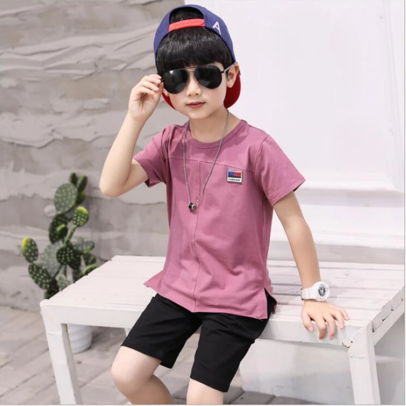 2pcs clothes sets 2019 summer new children's clothing boy short-sleeved Tshirt + short pants | Детская одежда и обувь