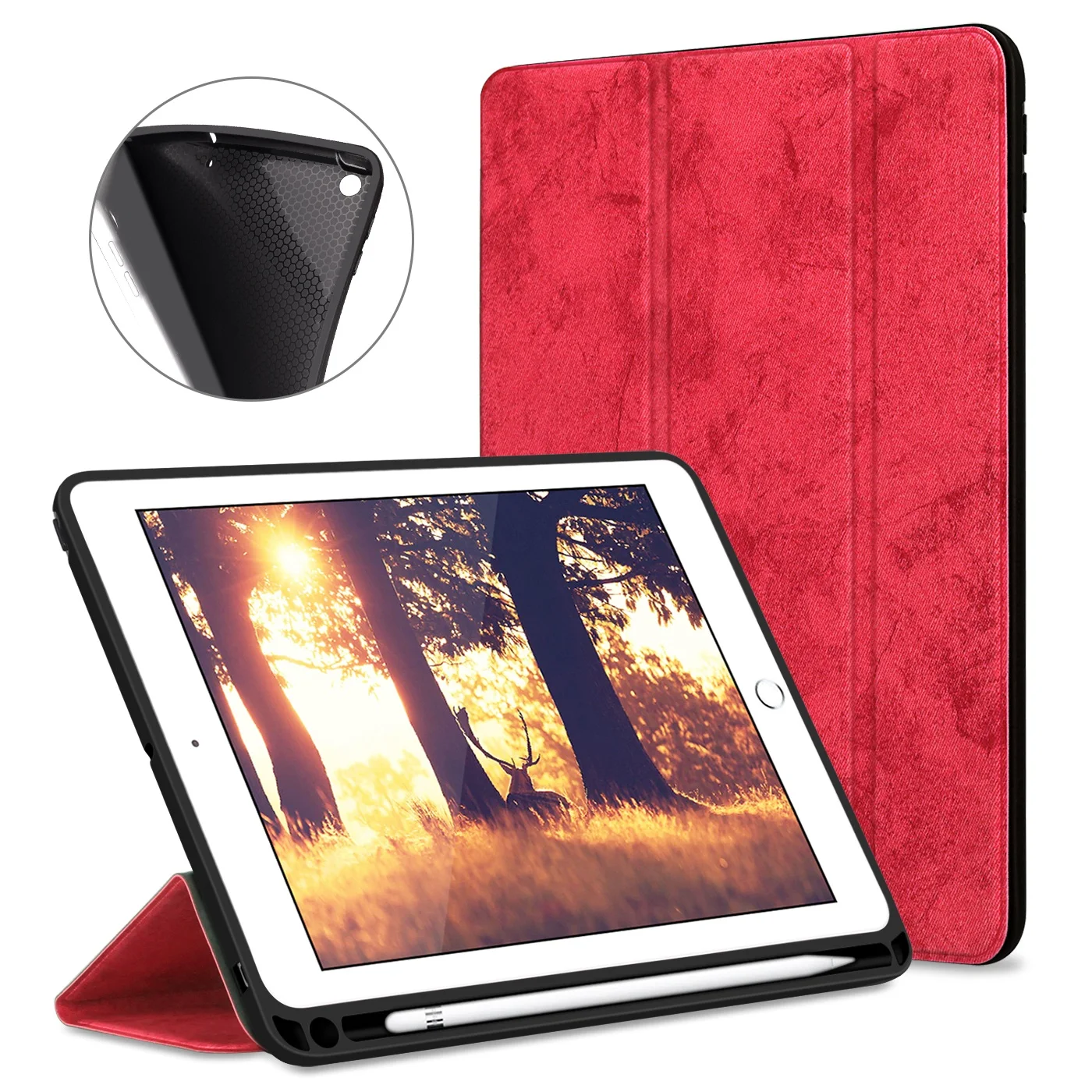 Умный чехол GOOJODOQ для iPad 9 7 2018 с держателем карандашей Легкий Смарт Чехол трифолд