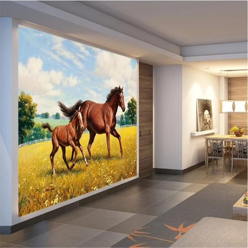 Обои beibehang из ткани с вспышкой/3d фото обои стереоскопические животные лошади
