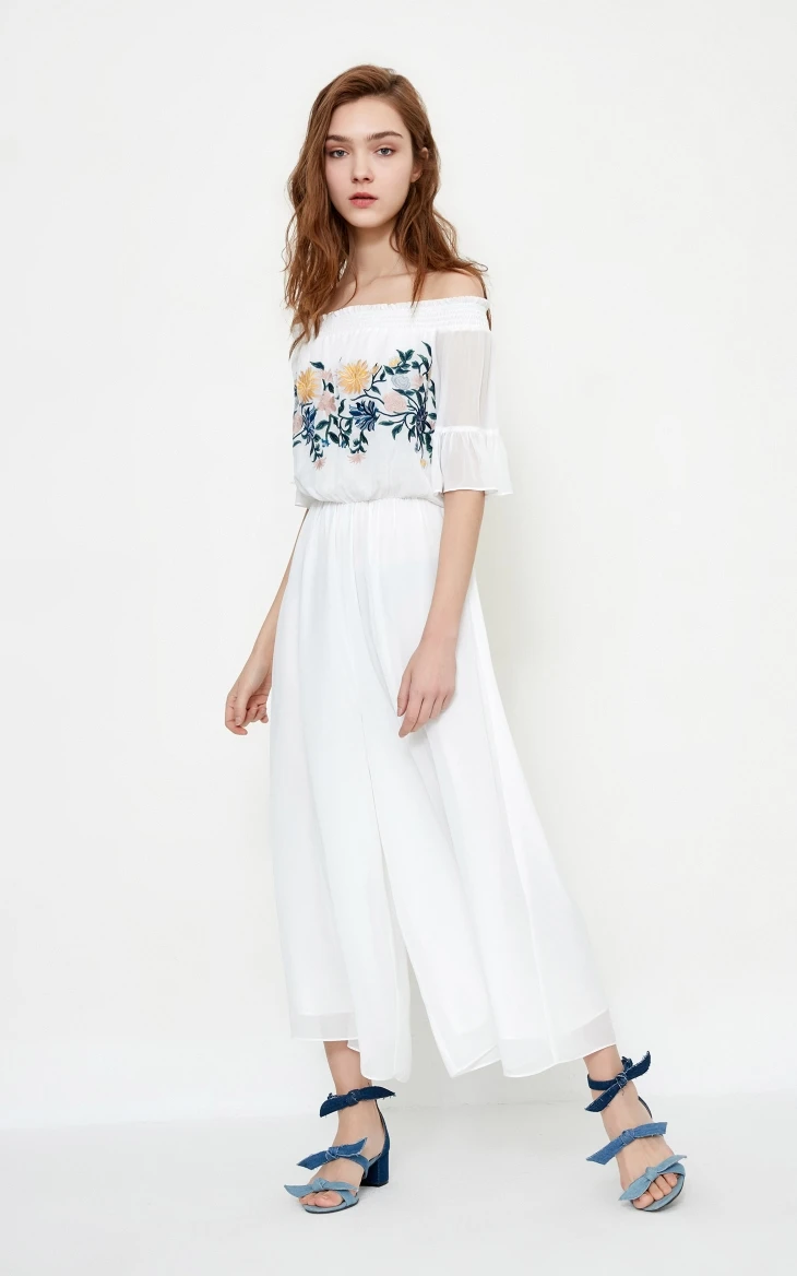 Vero Moda женский свободный комбинезон с вырезом лодочкой и вышивкой | 318144506