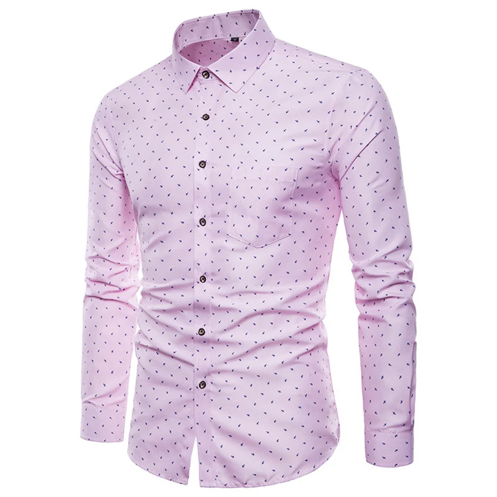 

Men Print Shirts Long Sleeves Slim Fit Male Casual Tops for Spring M-5XL BMF88