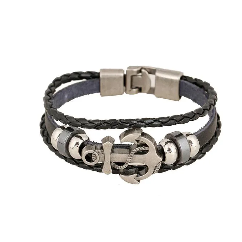 Мужской кожаный браслет ручной работы в стиле панк|Цепочки и браслеты| |