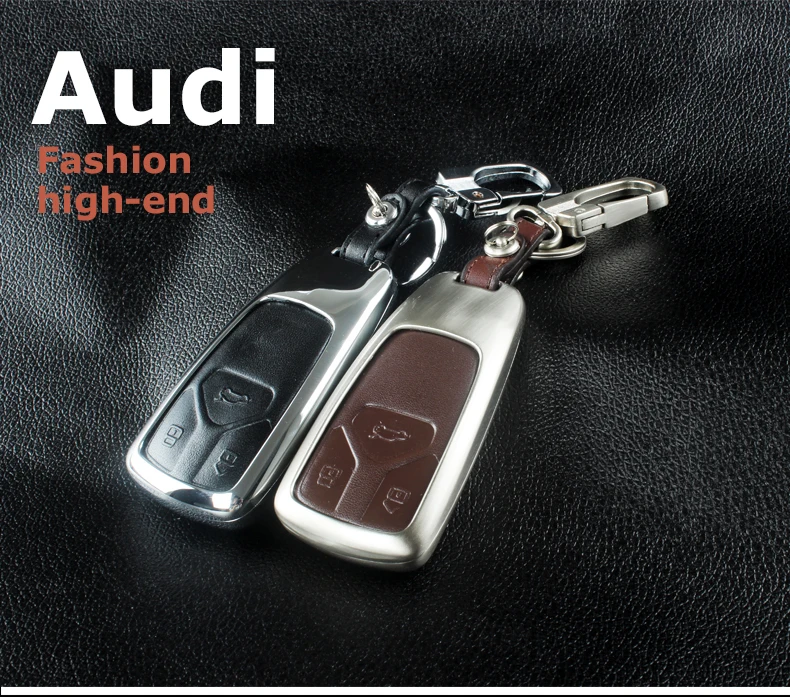 Цинковый сплав+ кожаный чехол для автомобильных ключей, чехол для Audi A1 A3 A4 A5 Q3 Q5 Q7 A6 C5 C6 A7 A8 R8 S4 S5 S6 S7 S8 SQ5 RS5 A4L A6L с пряжкой