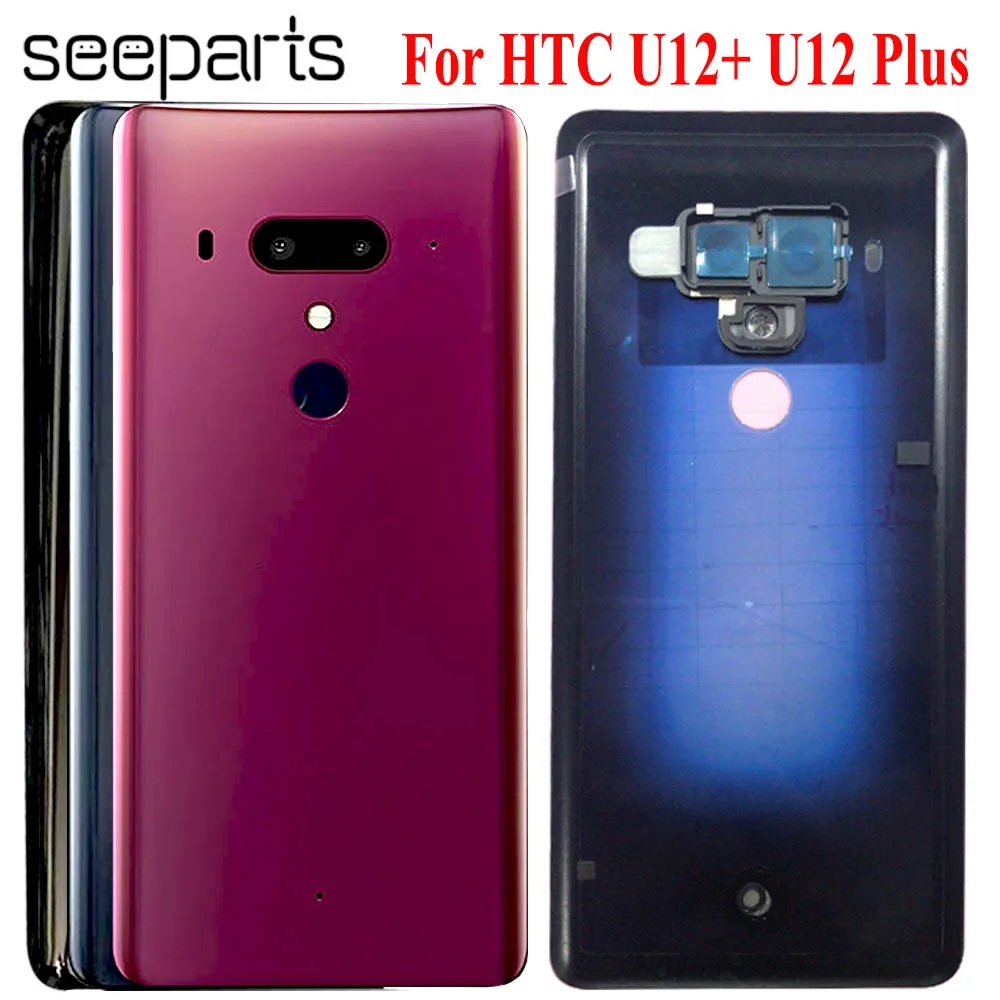 Стекло Батарея Крышка для htc U12 Plus задний Корпус задний Чехол с Камера объектив U12 плюс Батарея крышка Запасная часть