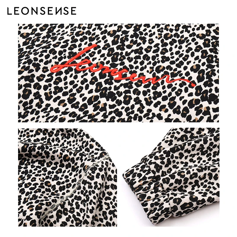 LEONSENSE новые толстовки для мужчин женский леопардовый принт пуловер с капюшоном