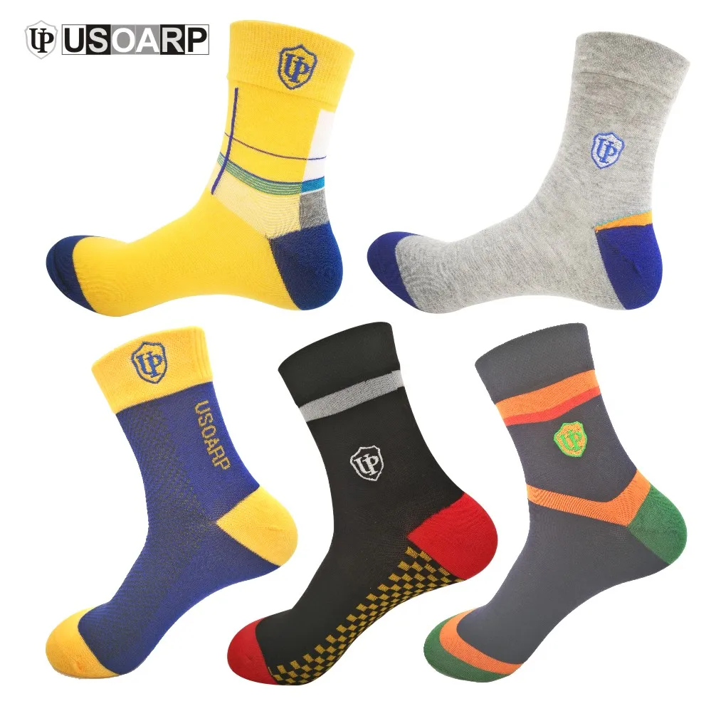 Новые Модные цветные мужские носки высокого качества с вышивкой логотипа