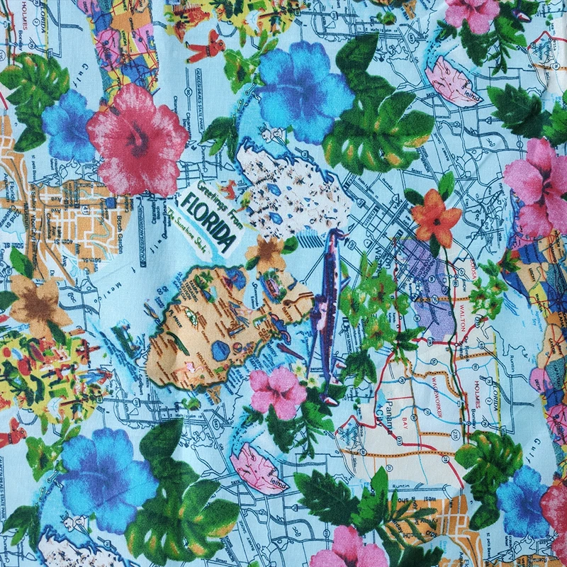 Льняная хлопчатобумажная ткань с принтом Высококачественная модная Цветочная