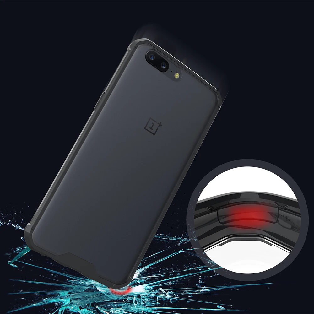 Ясно Назад ПК + ТПУ чехол для OnePlus 5 Case Прозрачный anti-fingerprint УИКТ-скольжения Shoockproof