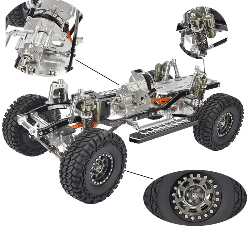 RC CNC сплав SCX10 шасси 1/10 масштаб 4WD Рок Гусеничный рама комплект в сборе с боковой ступенью боковой педали