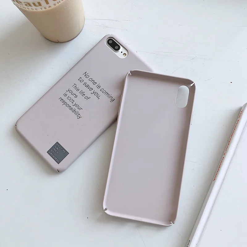 Solid Color Simple Retro Letter Korean Phone Case For iPhone X Xs XR Xsmax 6 6S 7 8 Puls Cases Hard PC Matte Cover Coque |
