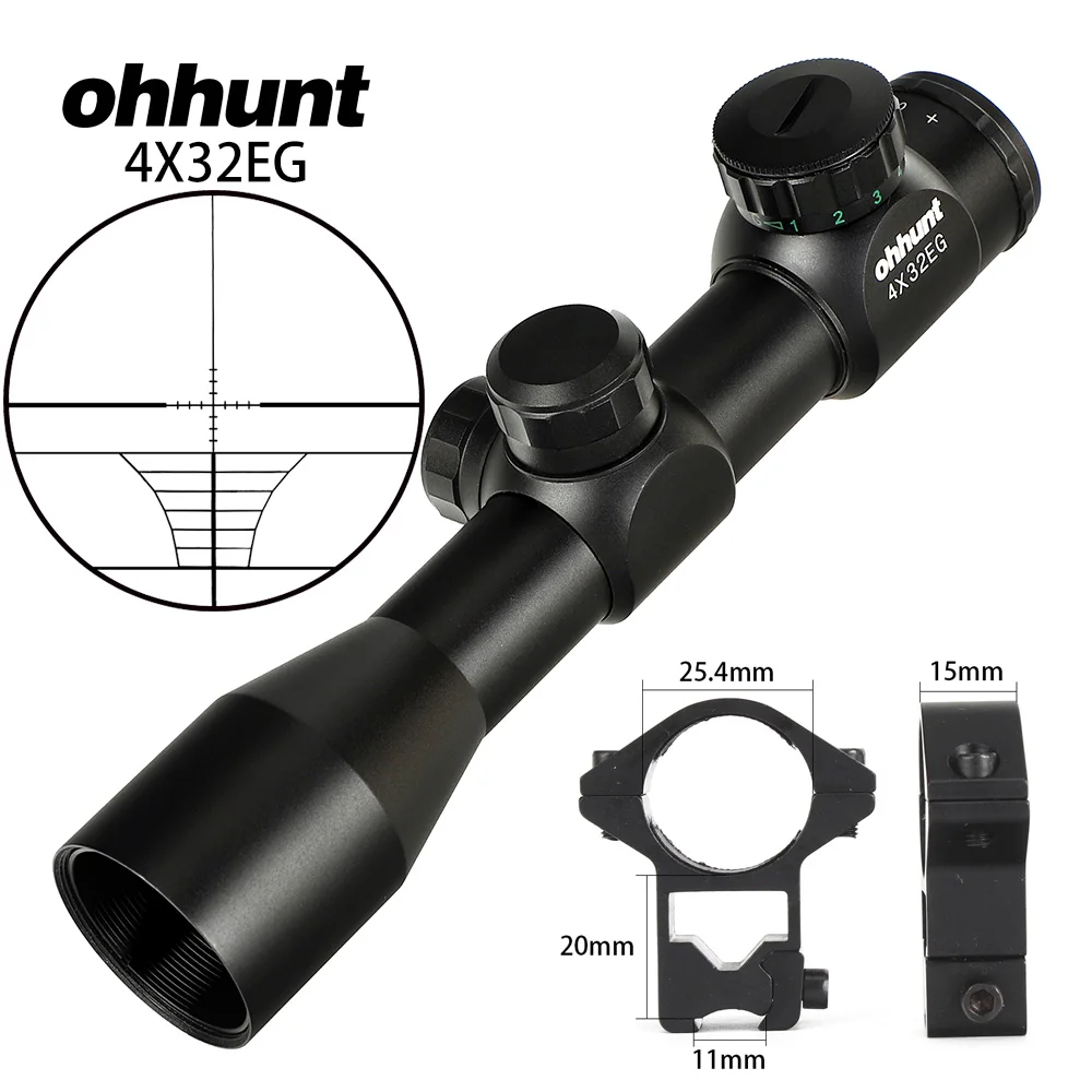 High dovetail rings Ohhunt 4x32 3-9x40 4-16x40 6-24x50 Airsofts прицел не ночного видения высококачественный Mil Dot тактика оптический прицел прозрачные линзы - Цвет: High dovetail rings